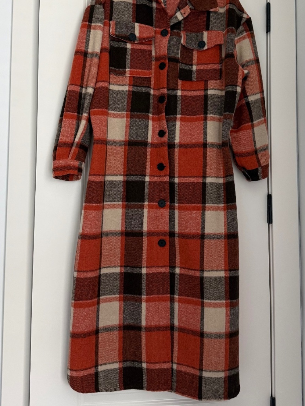 Large Long sleeve flannel trench - Picture 2 of 2